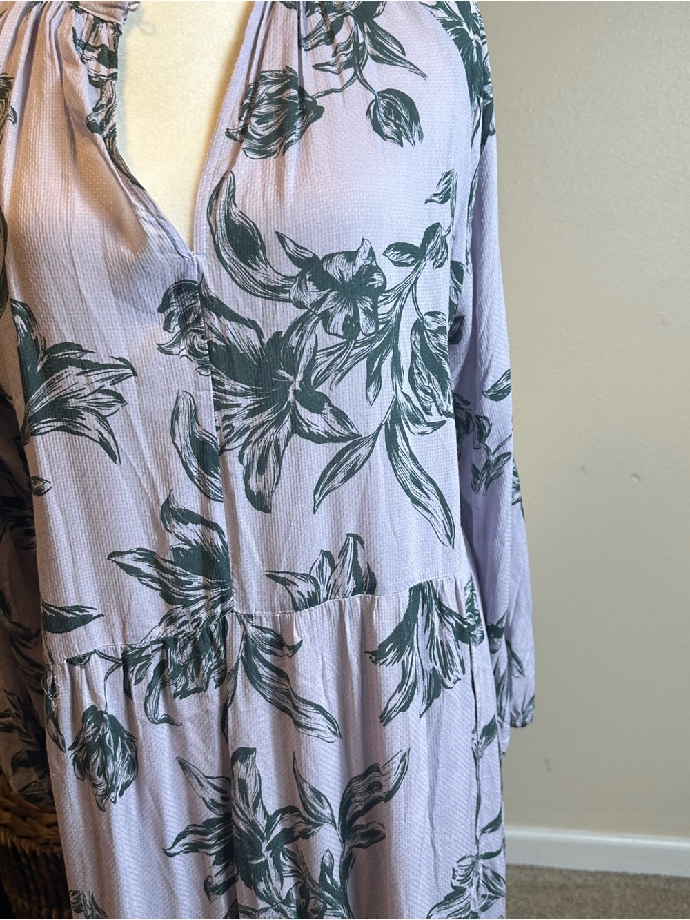 a new day Lavender Floral Print Long Sleeve Tiered Maxi Dress - Picture 3 of 5